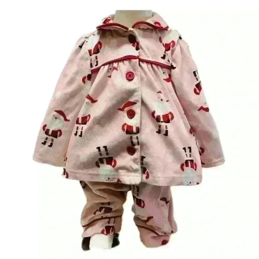 Carter’s Just For You Santa Christmas Pajamas 12 M Pink